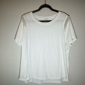Cotton Bleu White Blouse with pearl shoulder detail size XL​​​